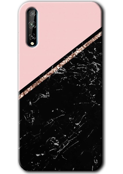 Huawei Y8P Kılıf Hd Desen Baskılı Arka Kapak - Yarım Mermer