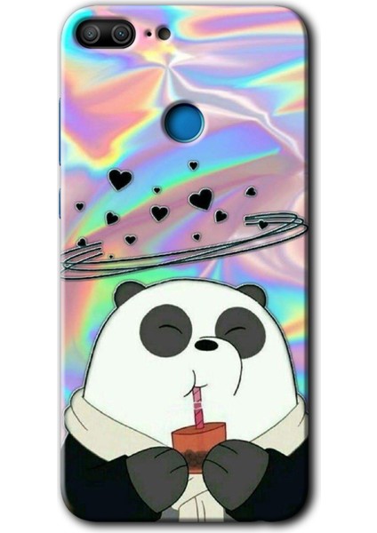 Honor 9 Lite Kılıf Hd Desen Baskılı Arka Kapak + Esnek Nano Cam - Milkshake Panda