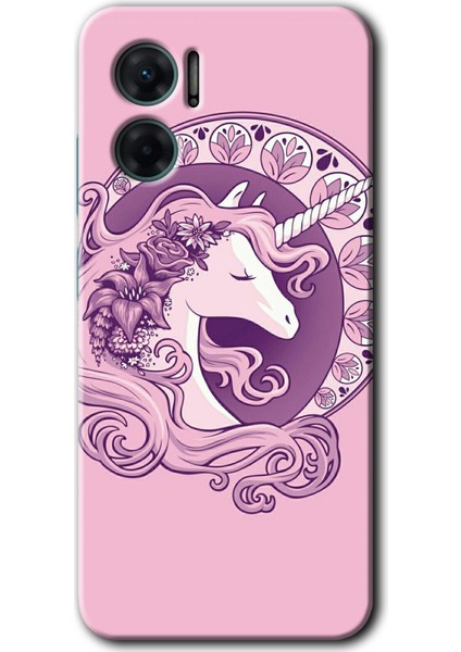 Xiaomi Redmi 10 5g Kılıf Hd Desen Baskılı Arka Kapak + Esnek Nano Cam - Unicorn-Pembe