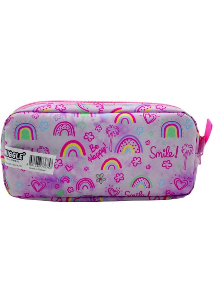 Soft Rainbow Pembe 2 Gözlü Kalemlik Çantası (MU-6757)