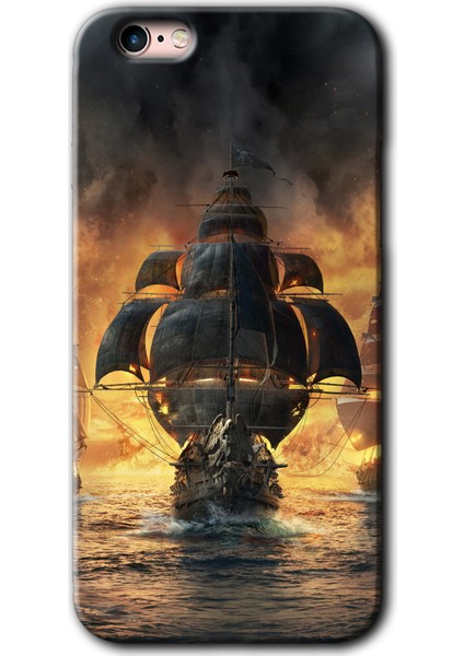 iPhone 6s Plus Kılıf Hd Desen Baskılı Arka Kapak + Kırılmaz Cam - Siyah Inci