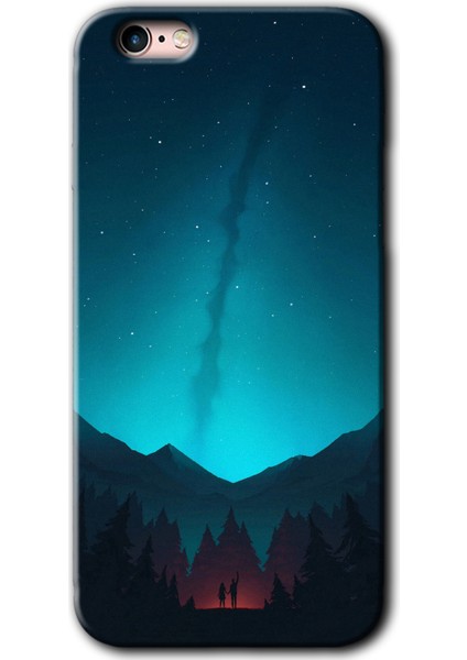 iPhone 6s Kılıf Hd Desen Baskılı Arka Kapak + Kırılmaz Cam - Night Fores Mount