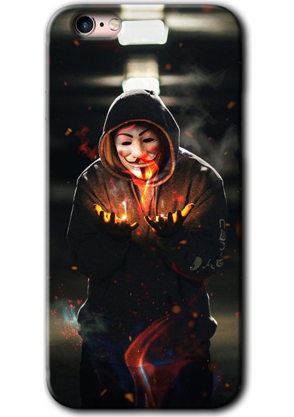 iPhone 6s Kılıf Hd Desen Baskılı Arka Kapak + Kırılmaz Cam - V For Fire