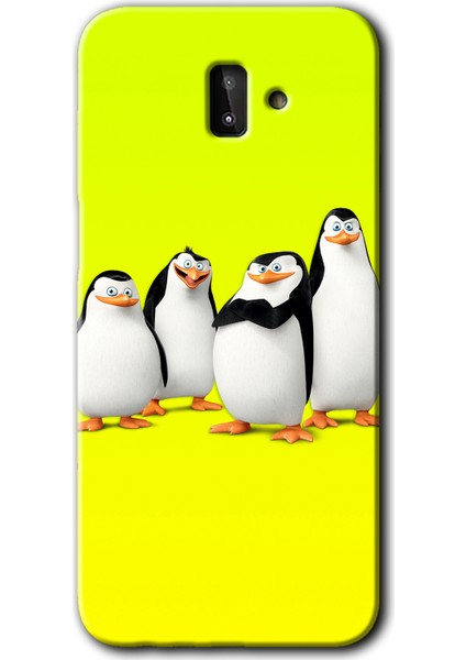 Galaxy J8 Kılıf Hd Desen Baskılı Arka Kapak + Kırılmaz Cam - Penguenler