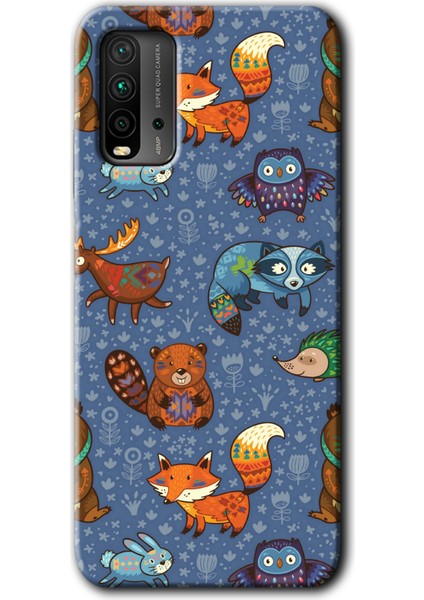 Redmi 9t Kılıf Hd Desen Baskılı Arka Kapak + Kırılmaz Cam - Animals Funny