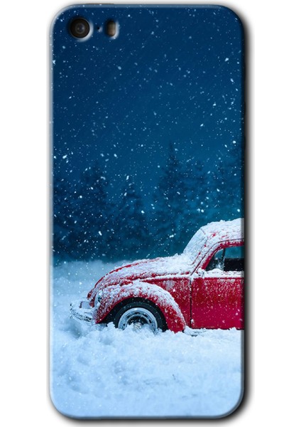 iPhone 5 Kılıf Hd Desen Baskılı Arka Kapak + Esnek Nano Cam - Karlı Vosvos