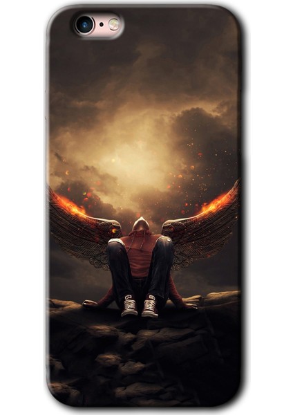 iPhone 6s Kılıf Hd Desen Baskılı Arka Kapak + Kırılmaz Cam - Wings Of Power