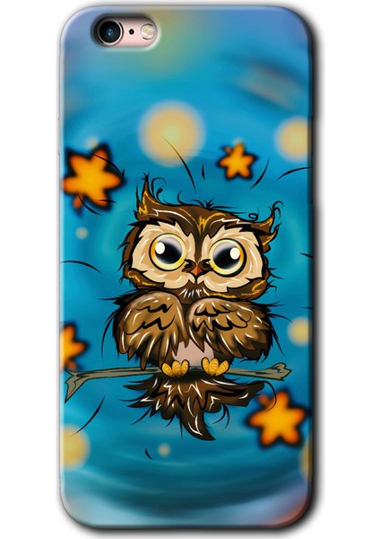 iPhone 6s Kılıf Hd Desen Baskılı Arka Kapak + Kırılmaz Cam - Owl Bird Stars