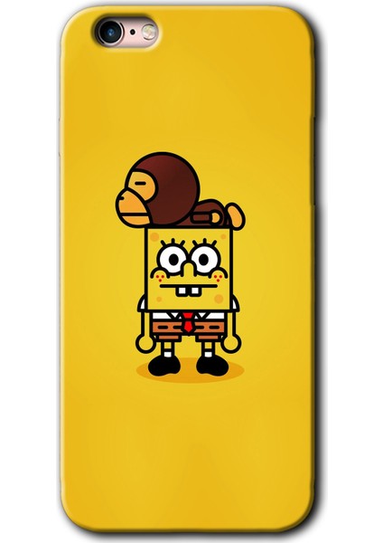 iPhone 6s Kılıf Hd Desen Baskılı Arka Kapak + Kırılmaz Cam - Sünger Bob