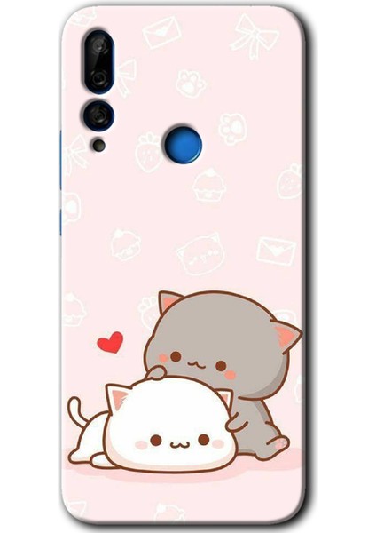 Huawei P Smart Z Kılıf Hd Desen Baskılı Arka Kapak + Esnek Nano Cam - Kedi Aşkı