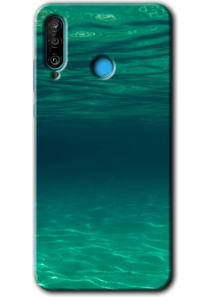 Huawei P30 Lite Kılıf Hd Desen Baskılı Arka Kapak + Kırılmaz Cam - Derin Deniz