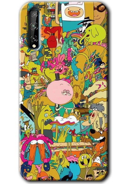 Huawei P Smart S Kılıf Hd Desen Baskılı Arka Kapak + Esnek Nano Cam - Süper Çizgi Kahramanlar 2