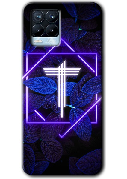 Realme 8 Pro Kılıf Hd Desen Baskılı Arka Kapak - Dark Neon Yaprak T Harfi