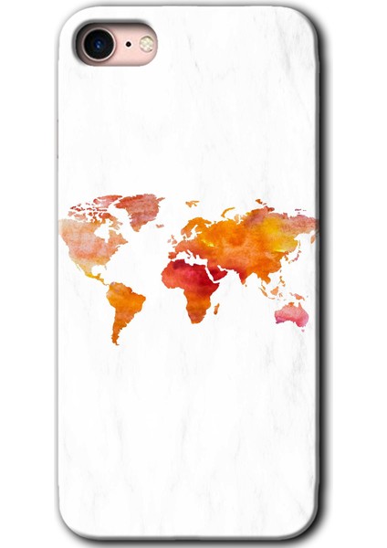 iPhone 7 Kılıf Hd Desen Baskılı Arka Kapak - Dünya Haritası