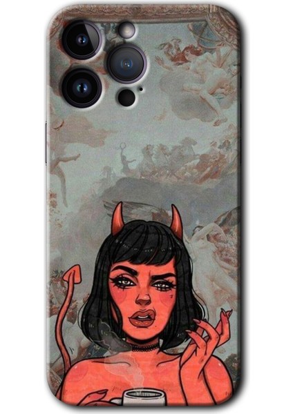 iPhone 14 Pro Max Kılıf Hd Desen Baskılı Arka Kapak + Esnek Nano Cam - Devil Girl