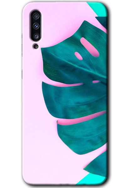 Galaxy A30S Kılıf Hd Desen Baskılı Arka Kapak + Kırılmaz Cam - 3D Yaprak
