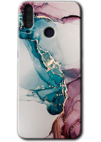 General Mobile Gm 10 Kılıf Hd Desen Baskılı Arka Kapak + Kırılmaz Cam - Liquid Mermer