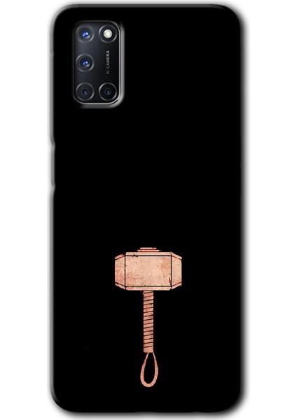 Oppo A52 Kılıf Hd Desen Baskılı Arka Kapak + Kırılmaz Cam - Thor Çekiç