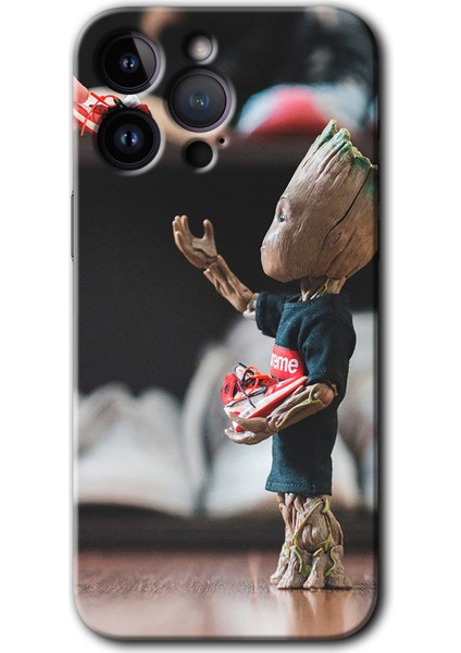 iPhone 14 Pro Max Kılıf Hd Desen Baskılı Arka Kapak + Kırılmaz Cam - I Am Groot