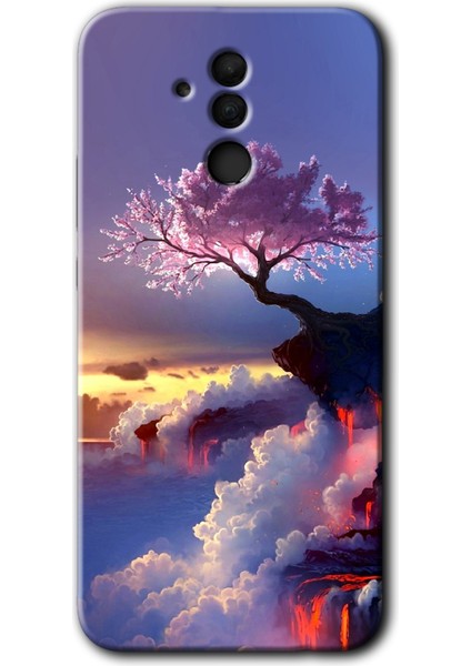 Huawei Mate 20 Lite Kılıf Hd Desen Baskılı Arka Kapak - Wash Red Wall