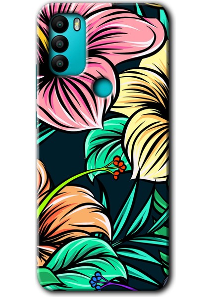 General Mobile Gm 21 Plus Kılıf Hd Desen Baskılı Arka Kapak + Kırılmaz Cam - Çizim Çiçekler