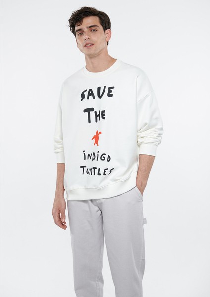 Kadın Save The Indigo Turtles Beyaz Sweatshirt 2610004-70057