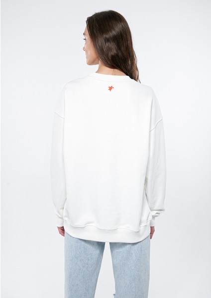 Kadın Save The Indigo Turtles Beyaz Sweatshirt 2610004-70057