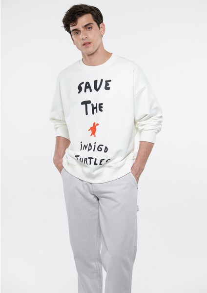 Kadın Save The Indigo Turtles Beyaz Sweatshirt 2610004-70057