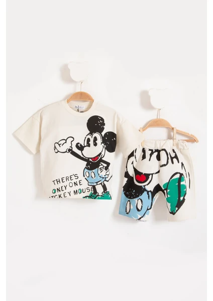 Çocuk Mickey Mouse Zara Şortlu Ikili Takım %100 Pamuk Oversize 2-6 Yaş