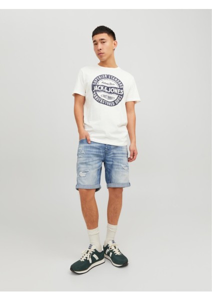 Jack & Jones Jeans Erkek Beyaz Bisiklet Yaka Tişört