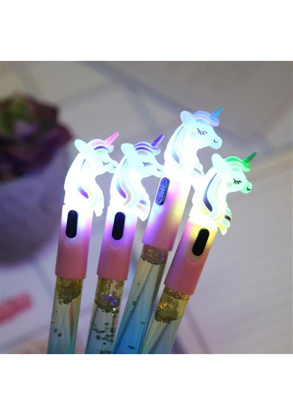 Kokulu Çikolata Defter ve Unicorn Temalı Işıklı Sulu Pullu Kalem​