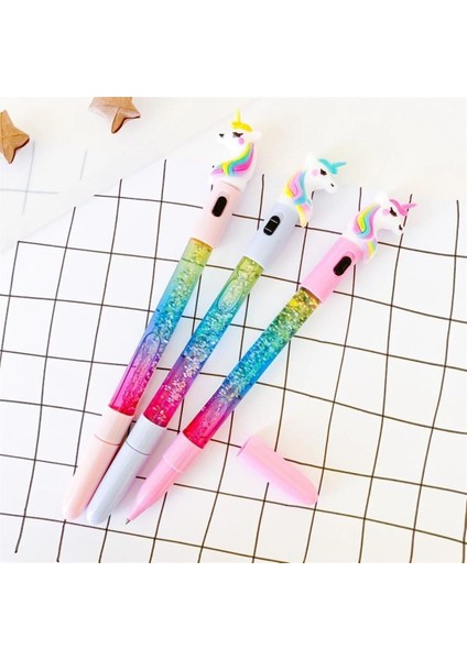 Kokulu Çikolata Defter ve Unicorn Temalı Işıklı Sulu Pullu Kalem​
