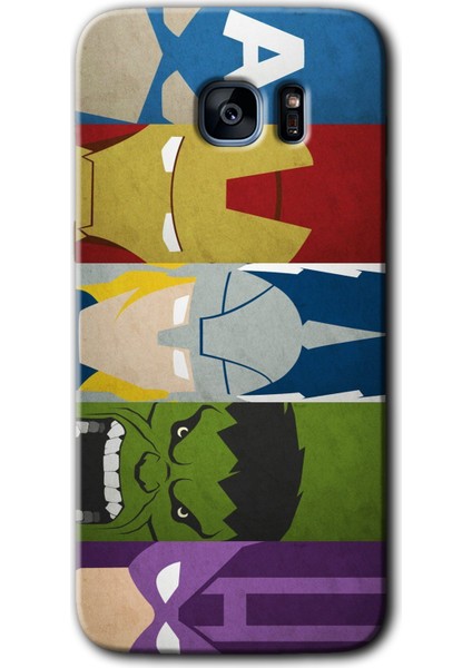 Galaxy S7 Edge Kılıf Hd Desen Baskılı Arka Kapak + Kırılmaz Cam - Avengers-1