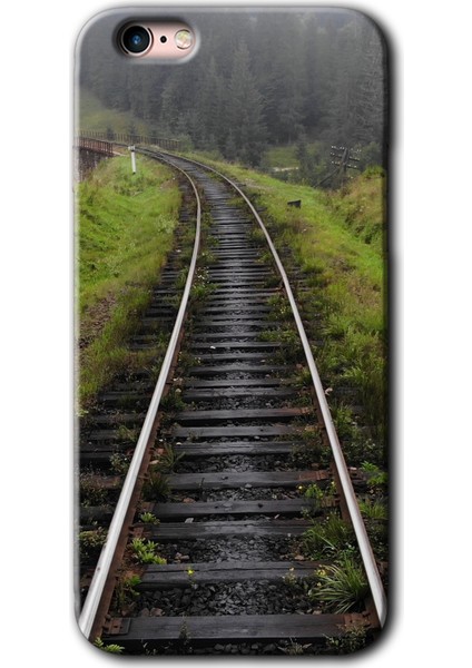 Apple iPhone 6s Plus Kılıf Hd Desen Baskılı Arka Kapak + Esnek Nano Cam - Tren Yolu
