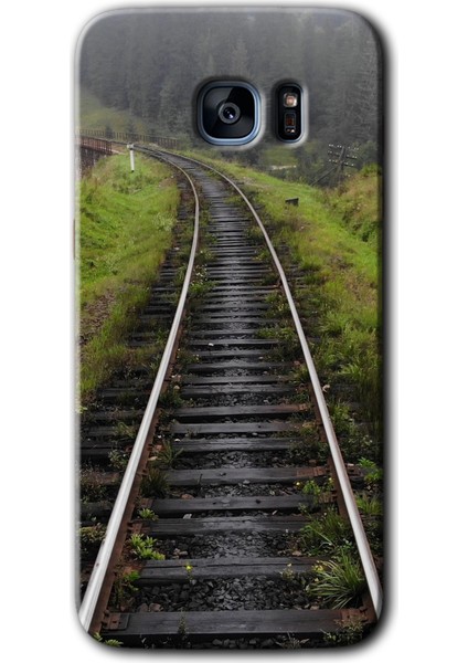 Galaxy S7 Edge Kılıf Hd Desen Baskılı Arka Kapak + Kırılmaz Cam - Tren Yolu