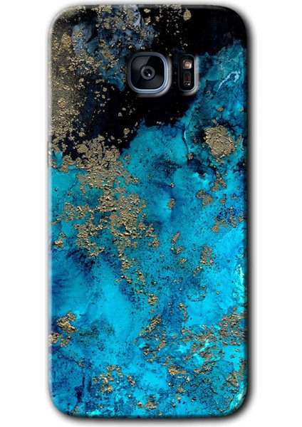 Galaxy S7 Edge Kılıf Hd Desen Baskılı Arka Kapak + Kırılmaz Cam - Klas Mermer