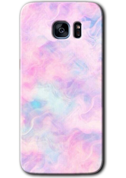 Galaxy S7 Edge Kılıf Hd Desen Baskılı Arka Kapak + Kırılmaz Cam - Pembe-Duman