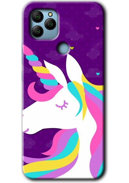 General Mobile Gm 22 Plus Kılıf Hd Desen Baskılı Arka Kapak + Esnek Nano Cam - Unicorn Sleep