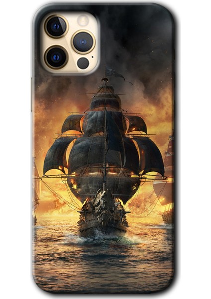 Apple iPhone 12 Pro Kılıf Hd Desen Baskılı Arka Kapak - Siyah Inci