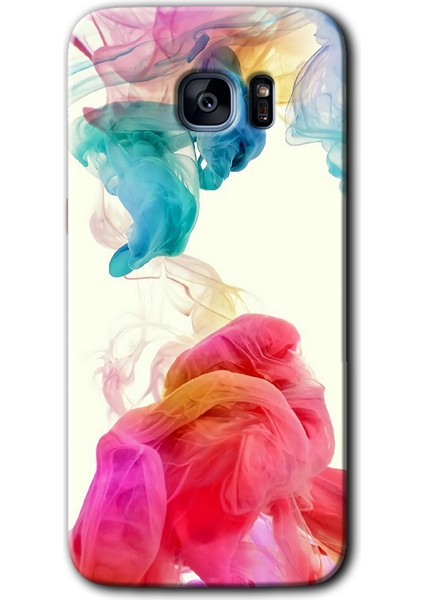 Galaxy S7 Edge Kılıf Hd Desen Baskılı Arka Kapak + Kırılmaz Cam - Gökkuşağı Color