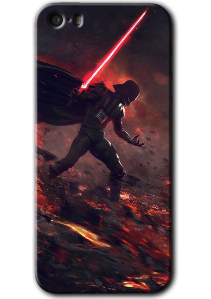 iPhone 5s Kılıf Hd Desen Baskılı Arka Kapak + Esnek Nano Cam - Darh Vader Wars