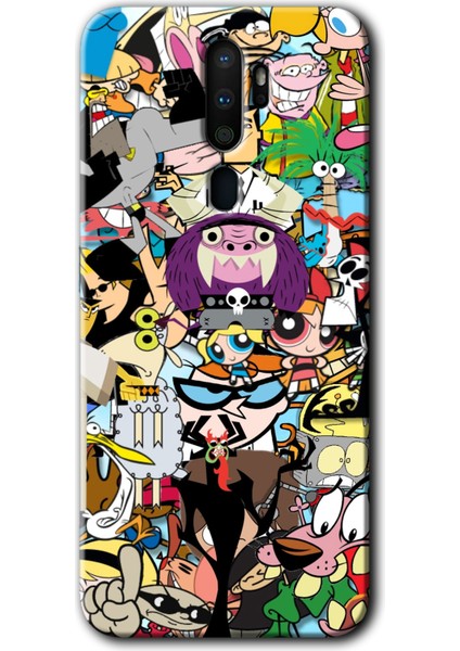 Oppo A9 2020 Kılıf Hd Desen Baskılı Arka Kapak + Kırılmaz Cam - Süper Çizgi Kahramanlar