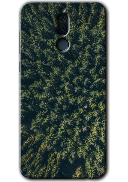Huawei Mate 10 Lite Kılıf Hd Desen Baskılı Arka Kapak + Esnek Nano Cam - Çam Ağacı Ormanı