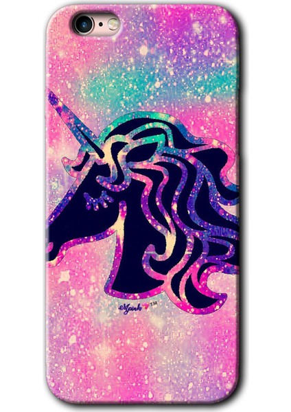 Apple iPhone 6s Plus Kılıf Hd Desen Baskılı Arka Kapak + Kırılmaz Cam - Unicorn Kristal