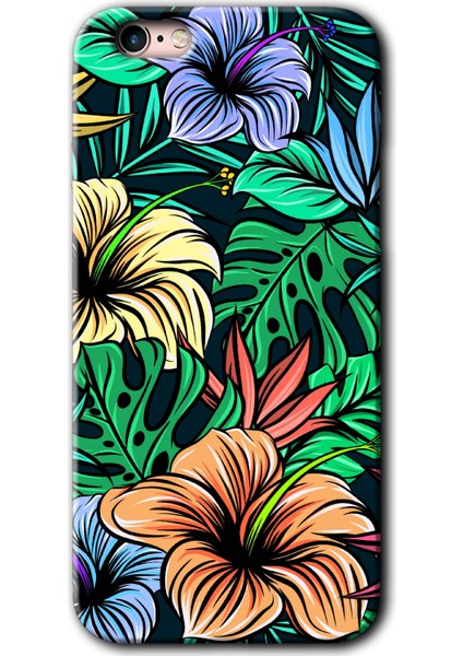 Apple iPhone 6s Kılıf Hd Desen Baskılı Arka Kapak + Kırılmaz Cam - Hibiscus Flowers