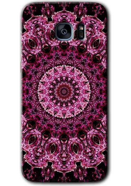 Galaxy S7 Edge Kılıf Hd Desen Baskılı Arka Kapak + Kırılmaz Cam - Mandala Patterns Kaleidoscope
