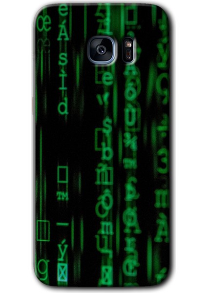 Galaxy S7 Edge Kılıf Hd Desen Baskılı Arka Kapak + Kırılmaz Cam - Matrix