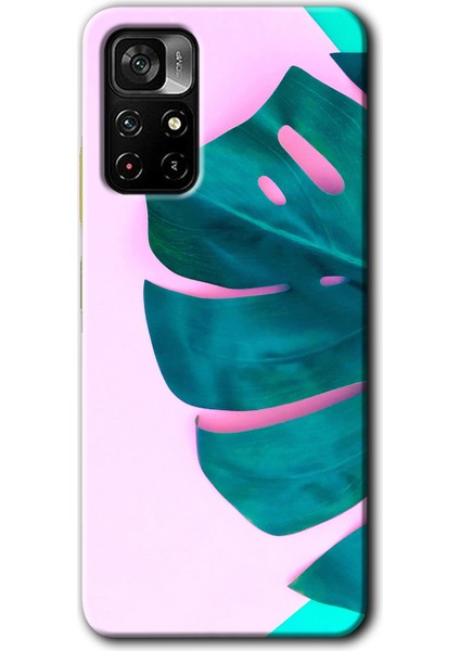 Redmi Note 11T Kılıf Hd Desen Baskılı Arka Kapak + Kırılmaz Cam - 3D Yaprak