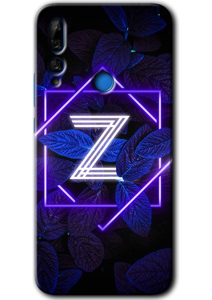 Huawei P Smart Z Kılıf Hd Desen Baskılı Arka Kapak + Esnek Nano Cam - Dark Neon Yaprak Z Harfi