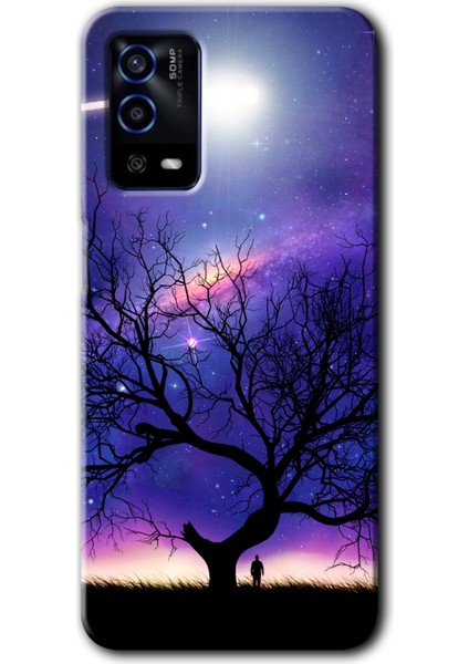 Oppo A55 Kılıf Hd Desen Baskılı Arka Kapak - Uzay Silüet